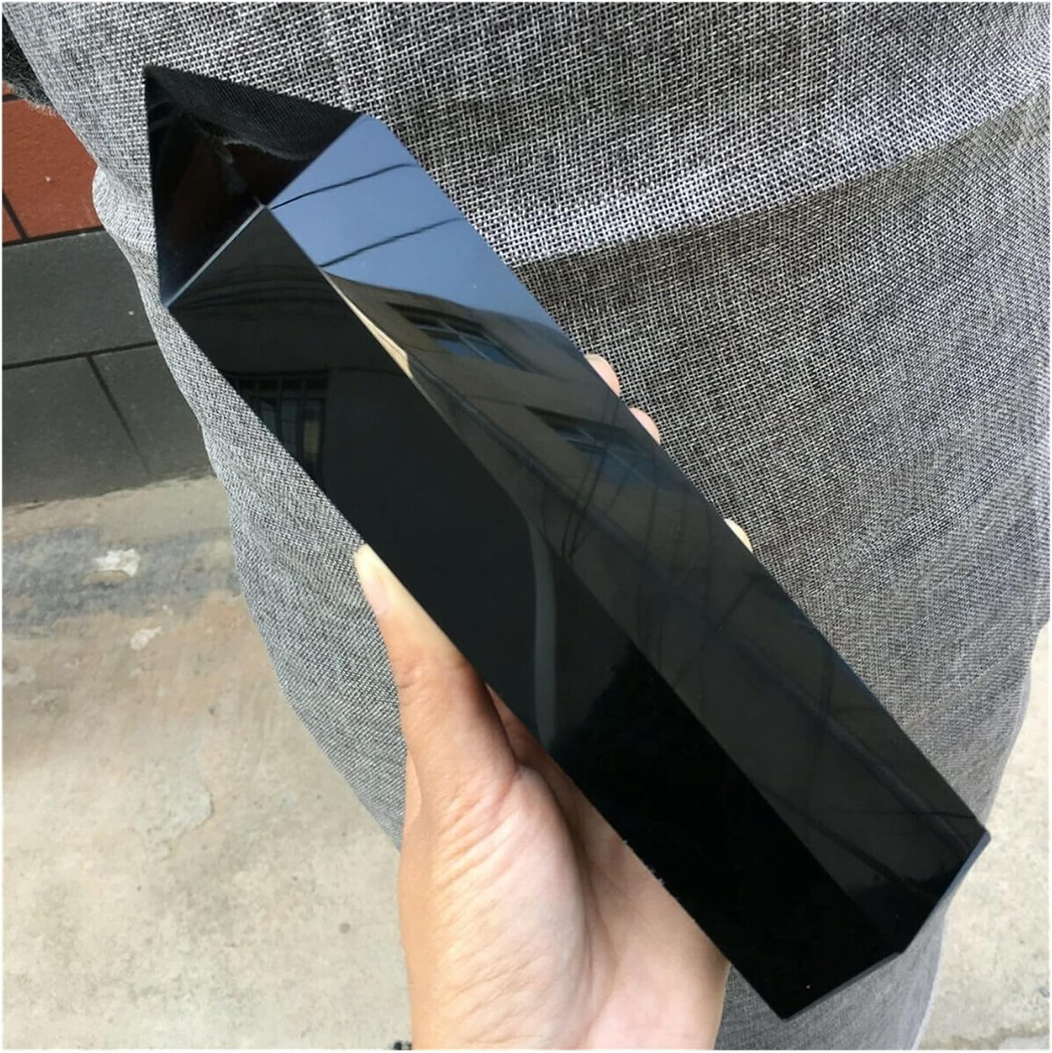 天然黒曜石オベリスククォーツワンド水晶柱レイキラッキー